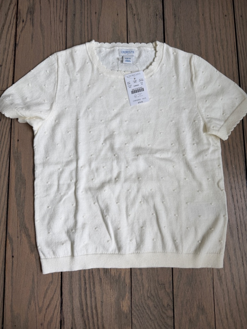 NWT Crewcuts Cream Short-Sleeve Knit Top